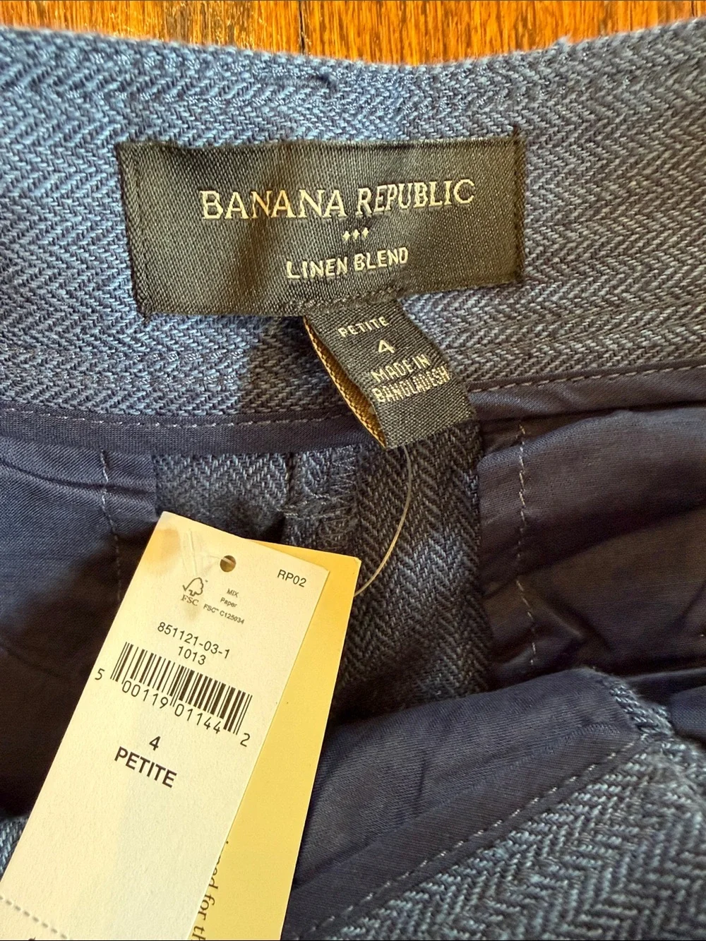 NWT Banana Republic Blue Linen-Blend Wide-Leg Pleated Trous